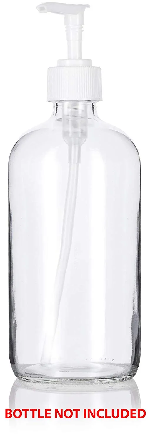(500 Pcs) Neck Size 28-410  White Ribbed Lotion Pump Top Closure, 8.75 inch dip tube length