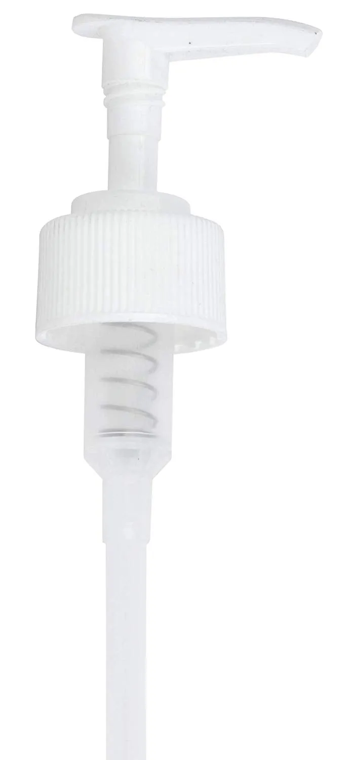 (500 Pcs) Neck Size 28-410  White Ribbed Lotion Pump Top Closure, 8.75 inch dip tube length