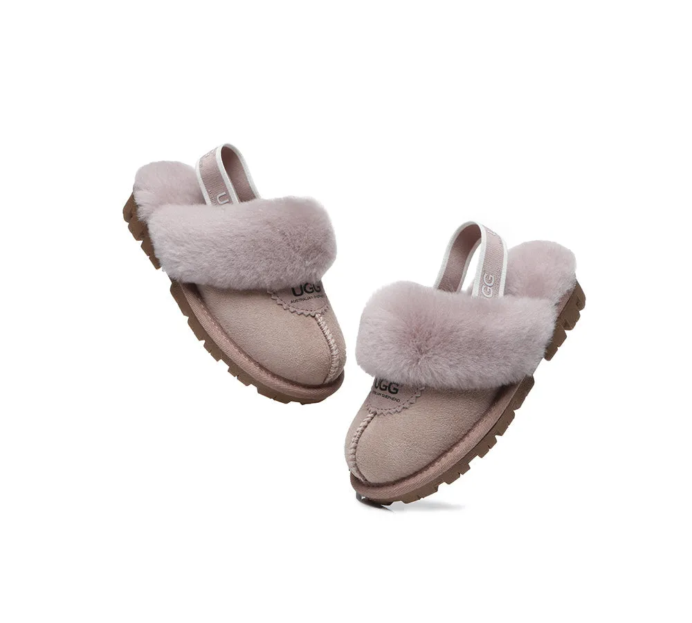 AUSTRALIAN SHEPHERD® UGG Slippers Kids Sheepskin Wool Slingback Waffle Plus