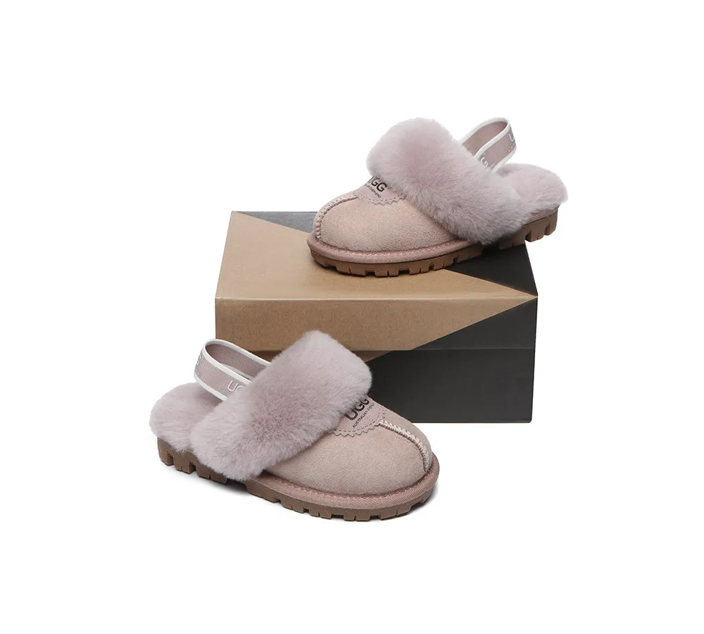 AUSTRALIAN SHEPHERD® UGG Slippers Kids Sheepskin Wool Slingback Waffle Plus