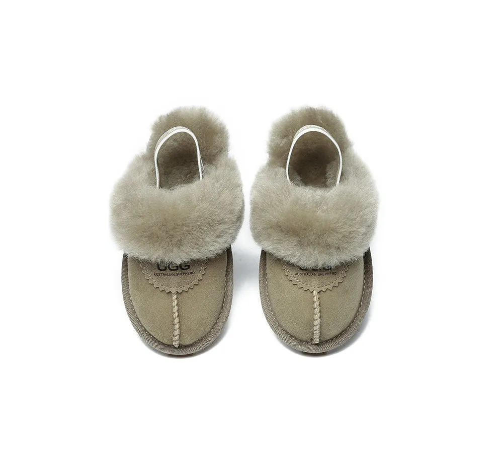 AUSTRALIAN SHEPHERD® UGG Slippers Kids Sheepskin Wool Slingback Waffle Plus