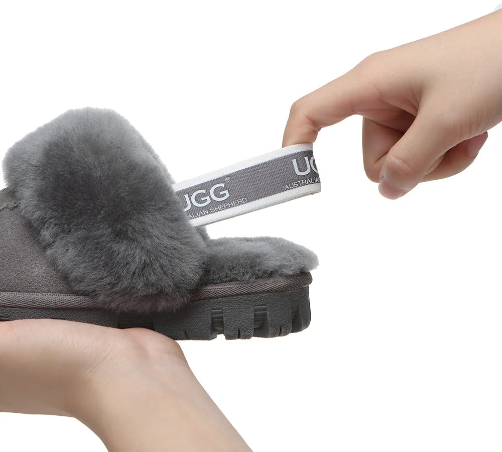 AUSTRALIAN SHEPHERD® UGG Slippers Kids Sheepskin Wool Slingback Waffle Plus