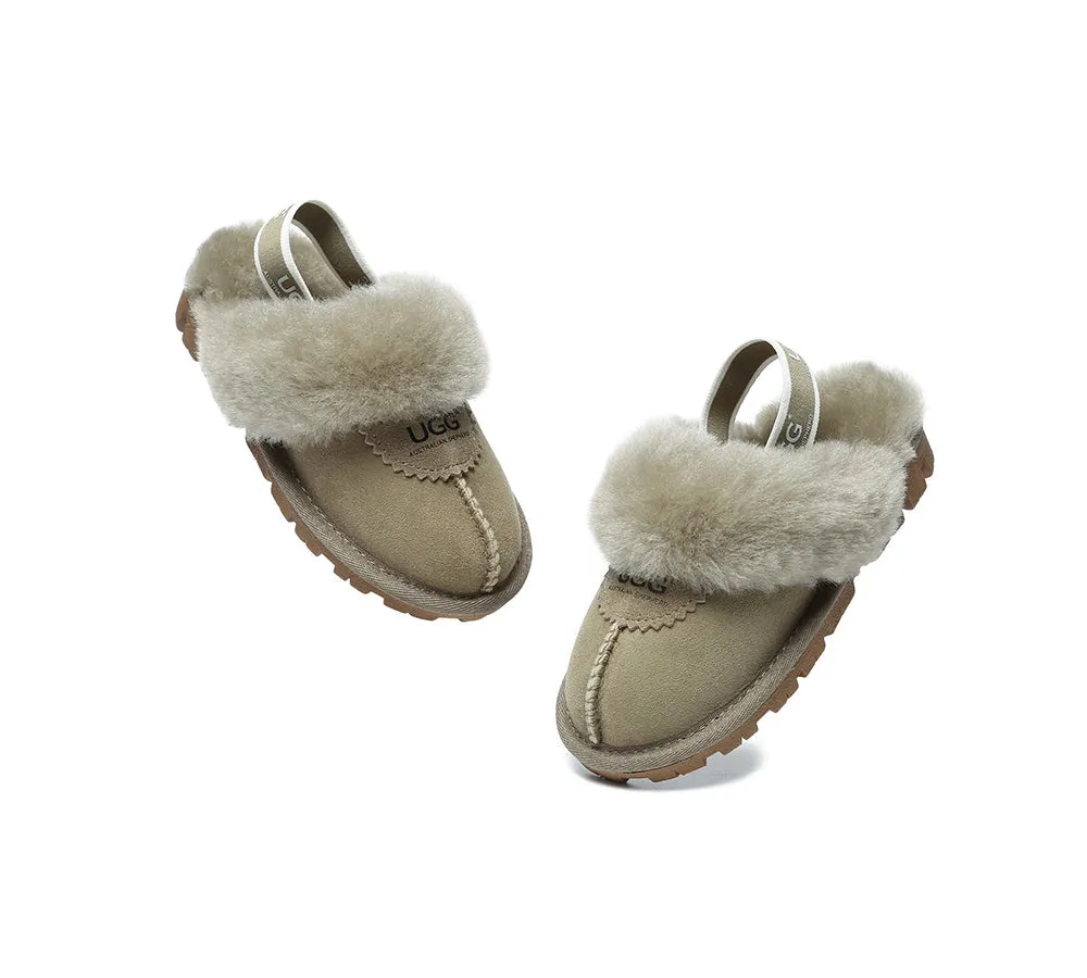 AUSTRALIAN SHEPHERD® UGG Slippers Kids Sheepskin Wool Slingback Waffle Plus