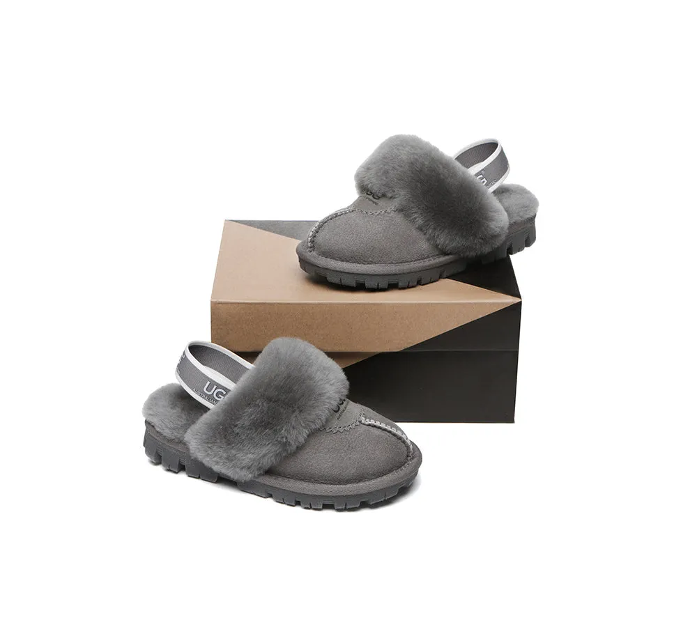 AUSTRALIAN SHEPHERD® UGG Slippers Kids Sheepskin Wool Slingback Waffle Plus