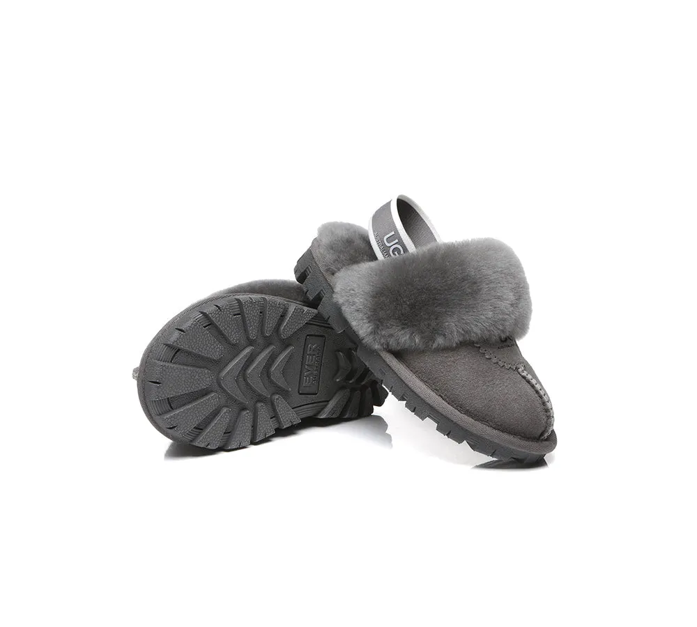 AUSTRALIAN SHEPHERD® UGG Slippers Kids Sheepskin Wool Slingback Waffle Plus