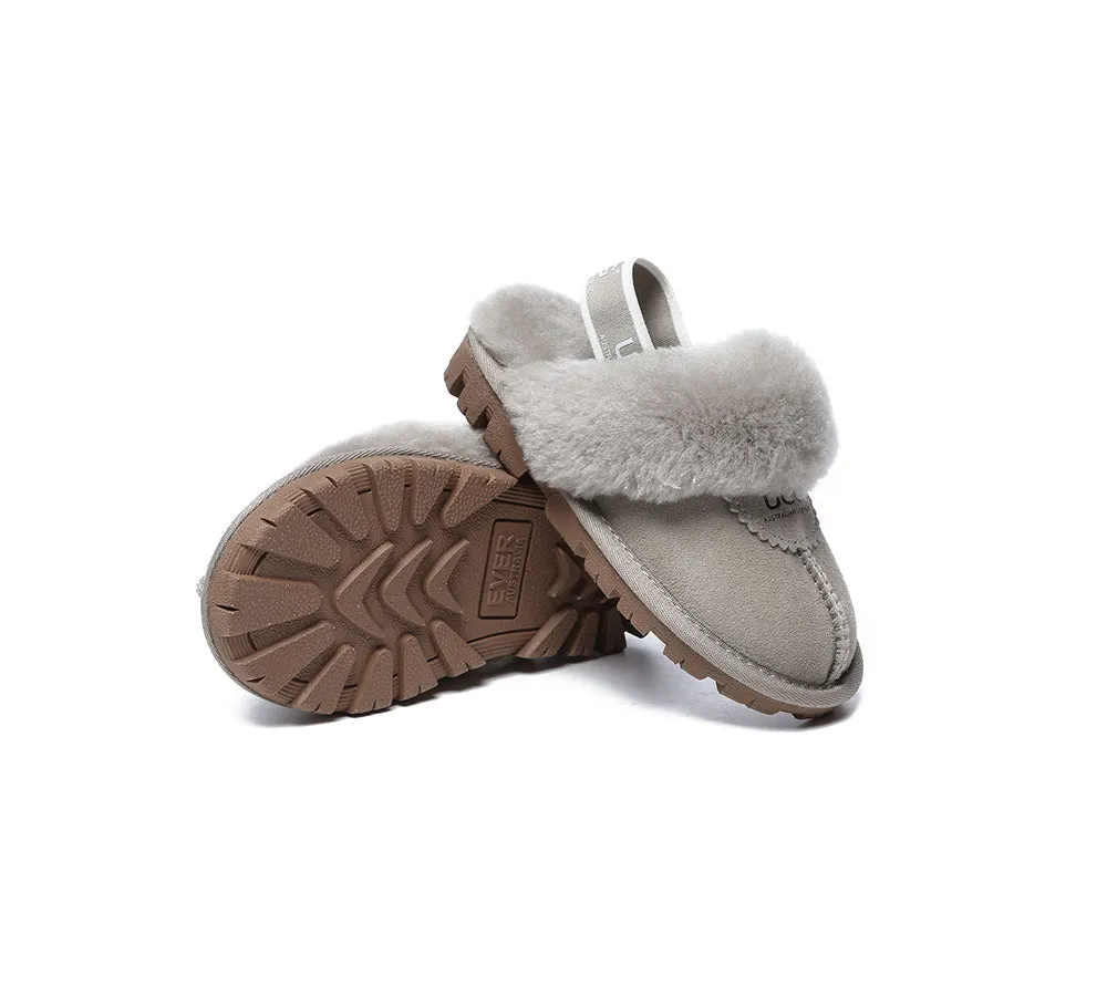 AUSTRALIAN SHEPHERD® UGG Slippers Kids Sheepskin Wool Slingback Waffle Plus