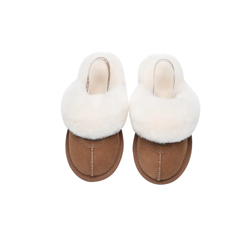 AUSTRALIAN SHEPHERD® UGG Slippers Kids Sheepskin Wool Slingback Waffle Plus