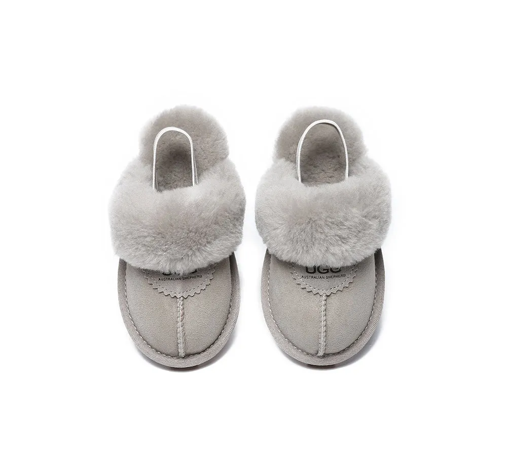 AUSTRALIAN SHEPHERD® UGG Slippers Kids Sheepskin Wool Slingback Waffle Plus