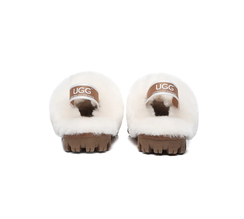 AUSTRALIAN SHEPHERD® UGG Slippers Kids Sheepskin Wool Slingback Waffle Plus
