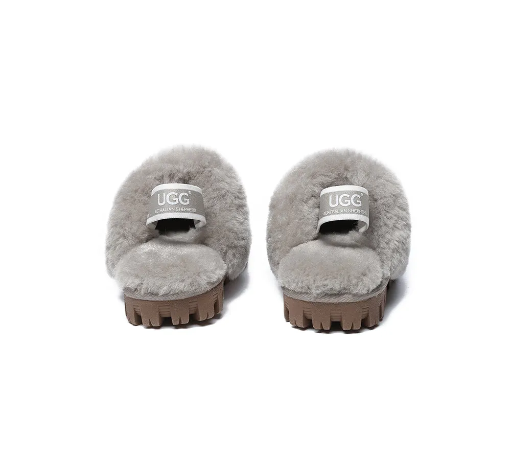 AUSTRALIAN SHEPHERD® UGG Slippers Kids Sheepskin Wool Slingback Waffle Plus