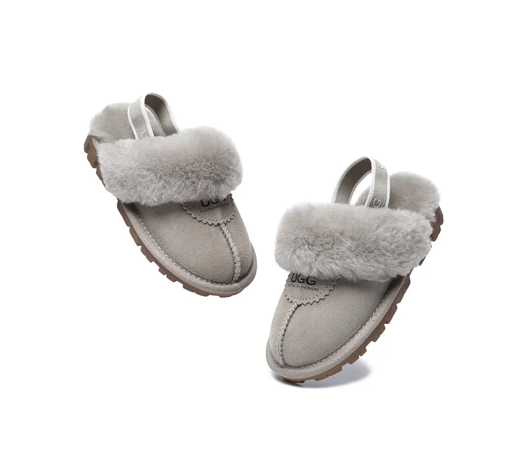 AUSTRALIAN SHEPHERD® UGG Slippers Kids Sheepskin Wool Slingback Waffle Plus