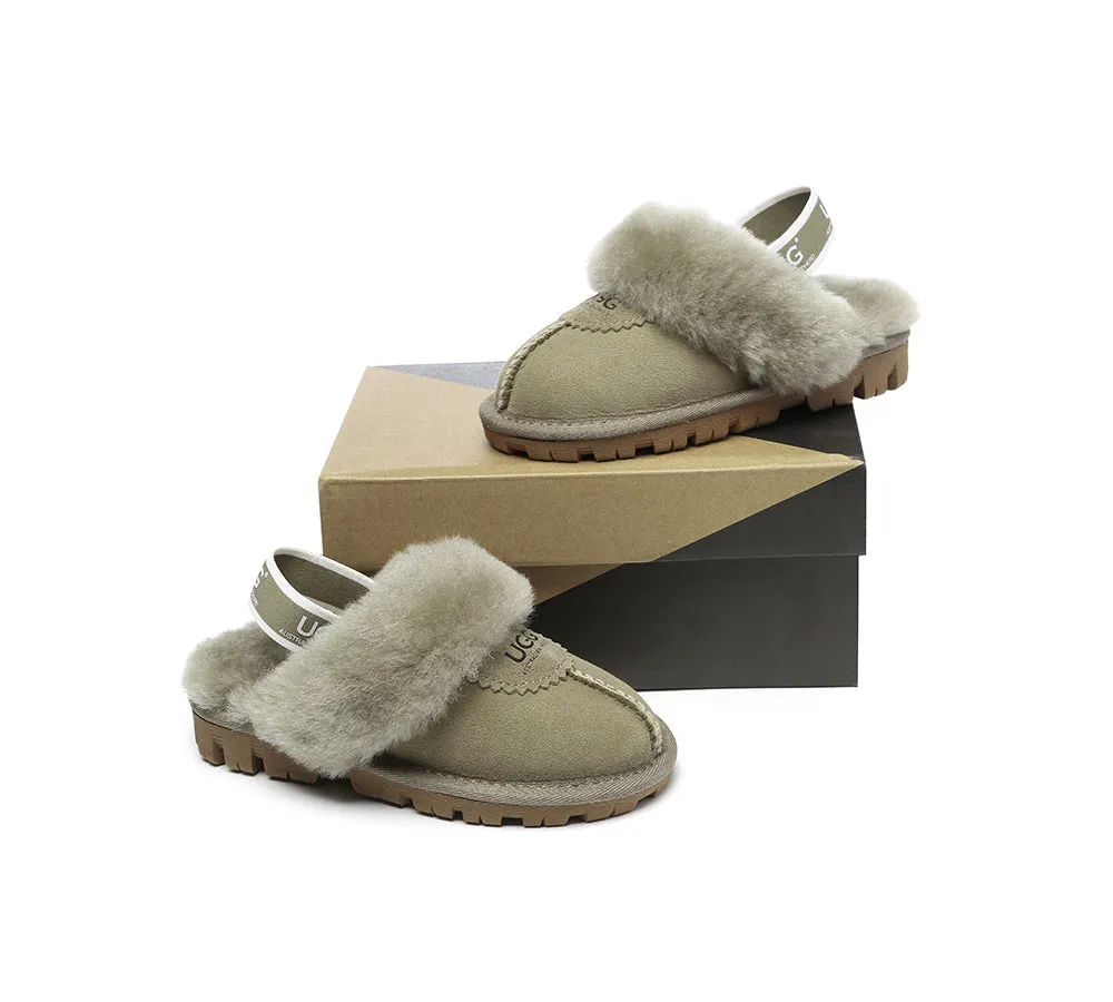 AUSTRALIAN SHEPHERD® UGG Slippers Kids Sheepskin Wool Slingback Waffle Plus
