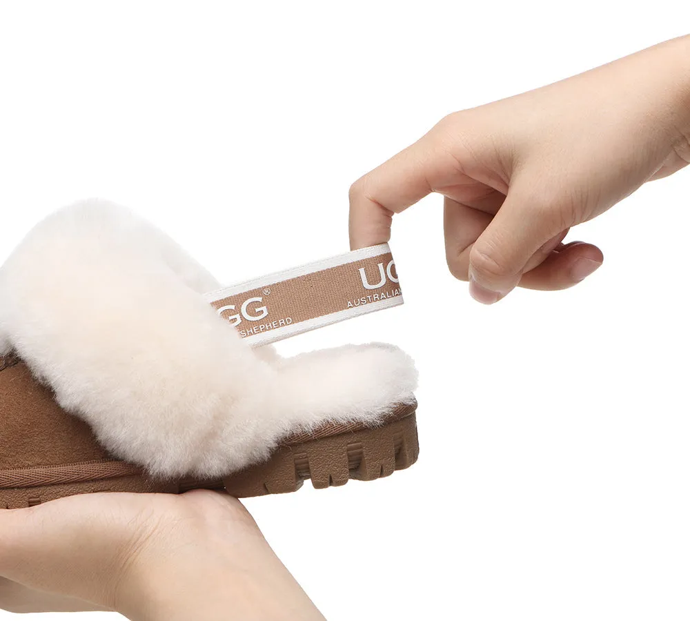 AUSTRALIAN SHEPHERD® UGG Slippers Kids Sheepskin Wool Slingback Waffle Plus