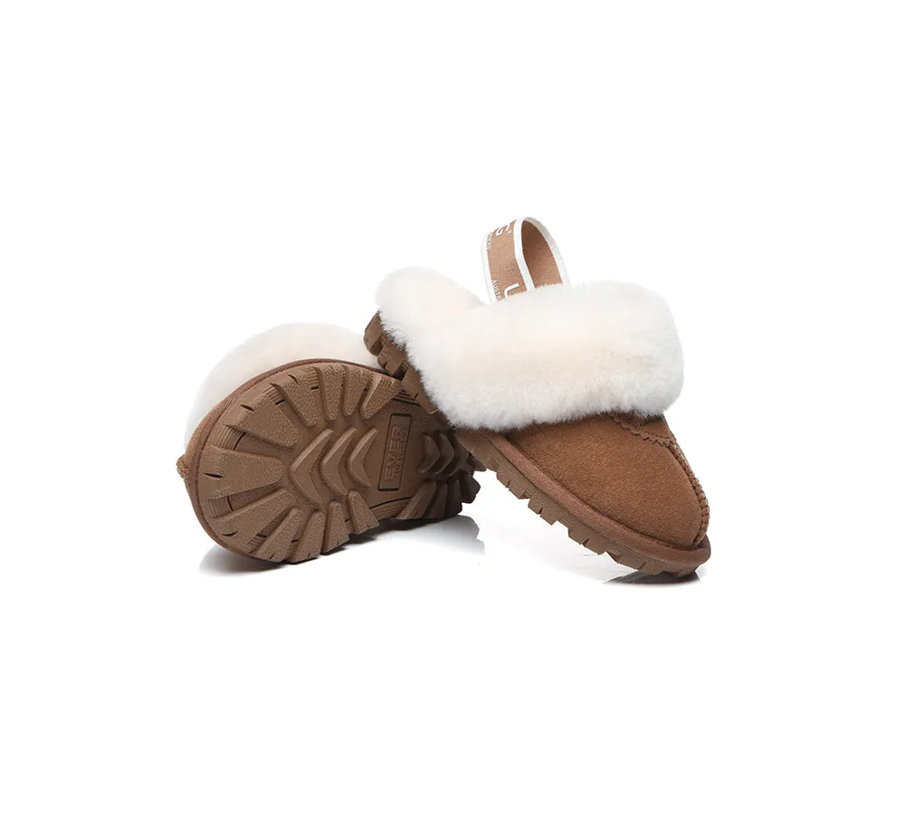 AUSTRALIAN SHEPHERD® UGG Slippers Kids Sheepskin Wool Slingback Waffle Plus