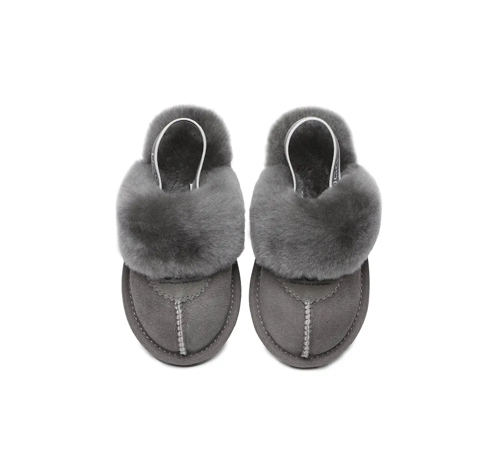 AUSTRALIAN SHEPHERD® UGG Slippers Kids Sheepskin Wool Slingback Waffle Plus