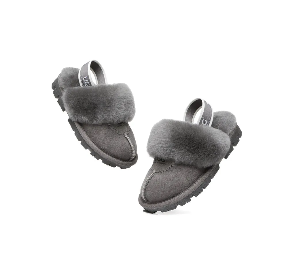 AUSTRALIAN SHEPHERD® UGG Slippers Kids Sheepskin Wool Slingback Waffle Plus