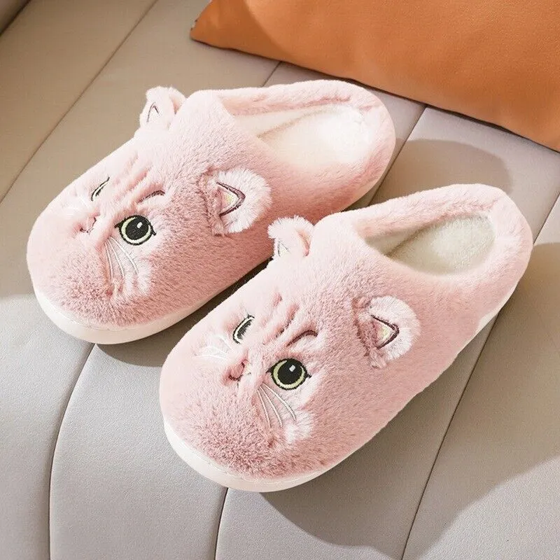 Cat Face Plush Slippers