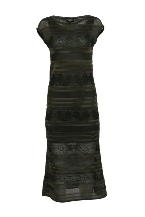 Chanel - Olive Green Cap Sleeve Lace & Knit Maxi Dress Sz 4