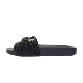 Chanel Sandals Black CC Gold 36