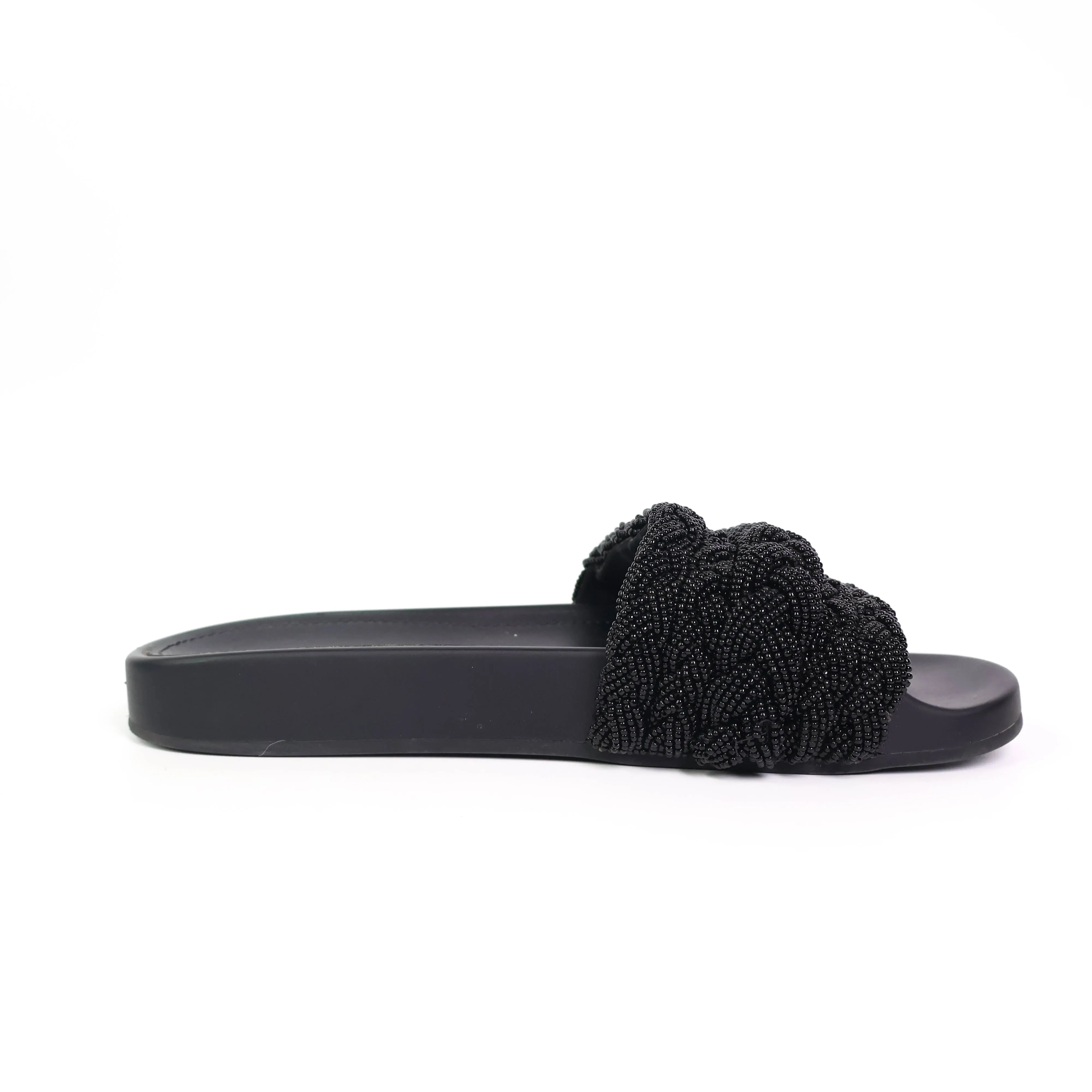Chanel Sandals Black CC Gold 36