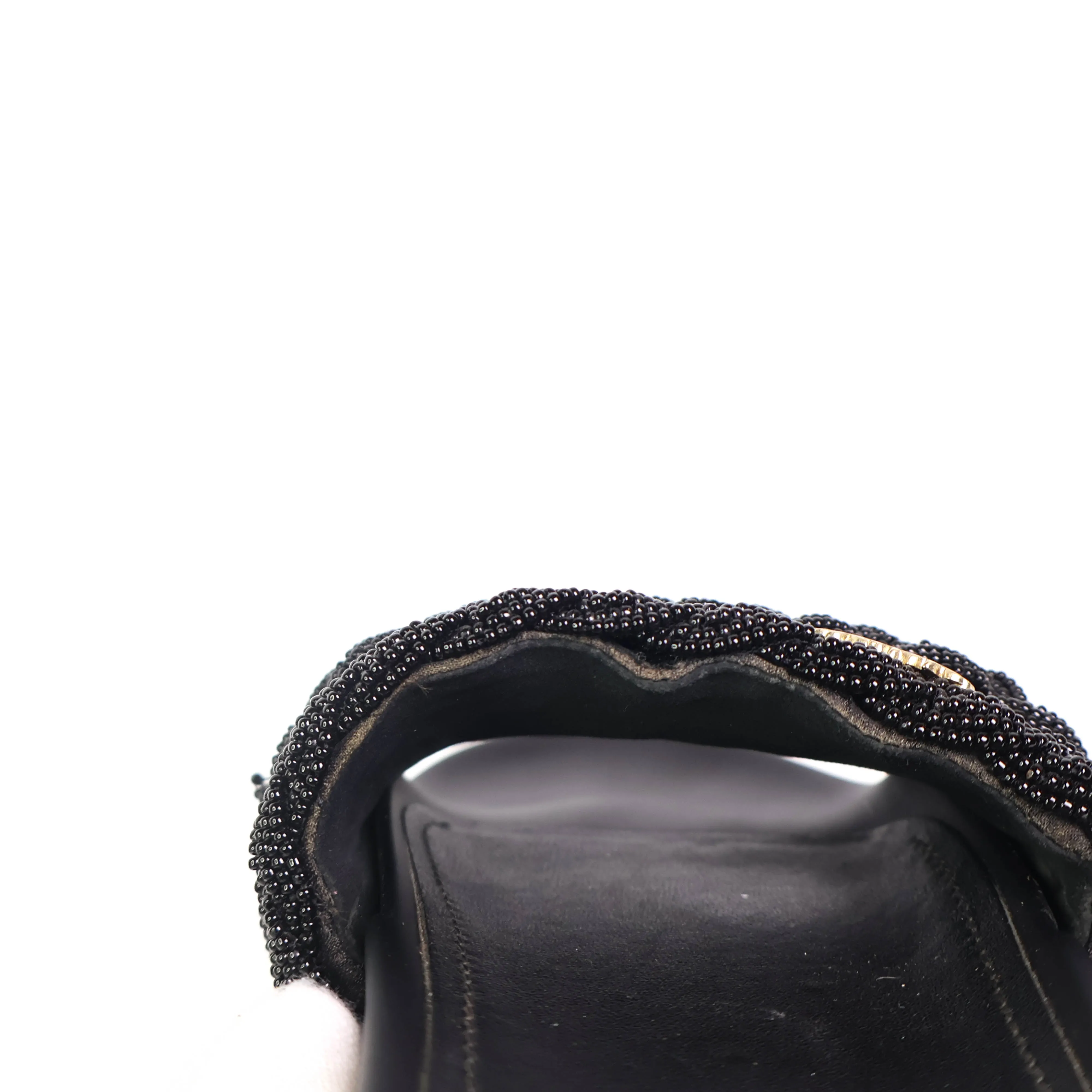 Chanel Sandals Black CC Gold 36