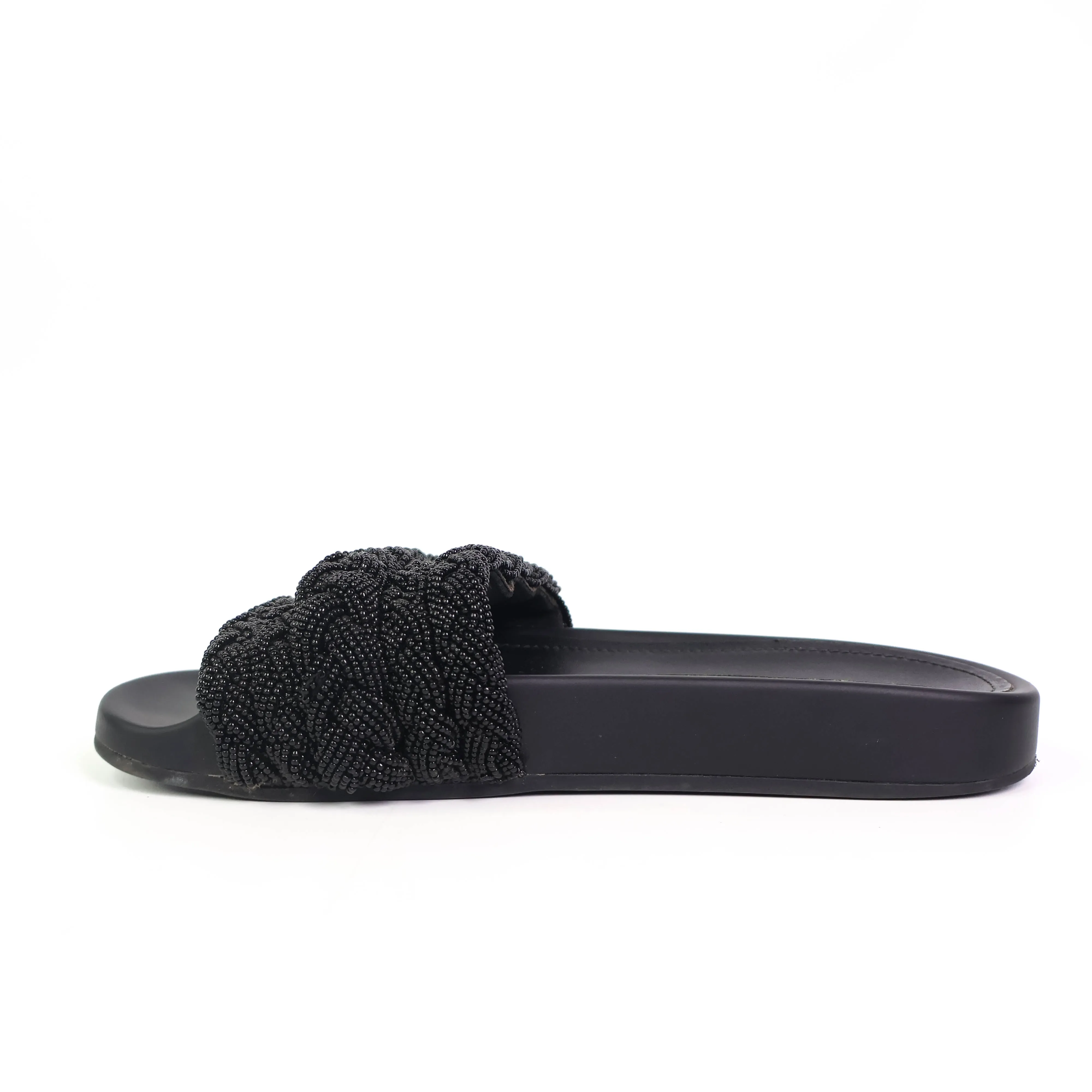 Chanel Sandals Black CC Gold 36