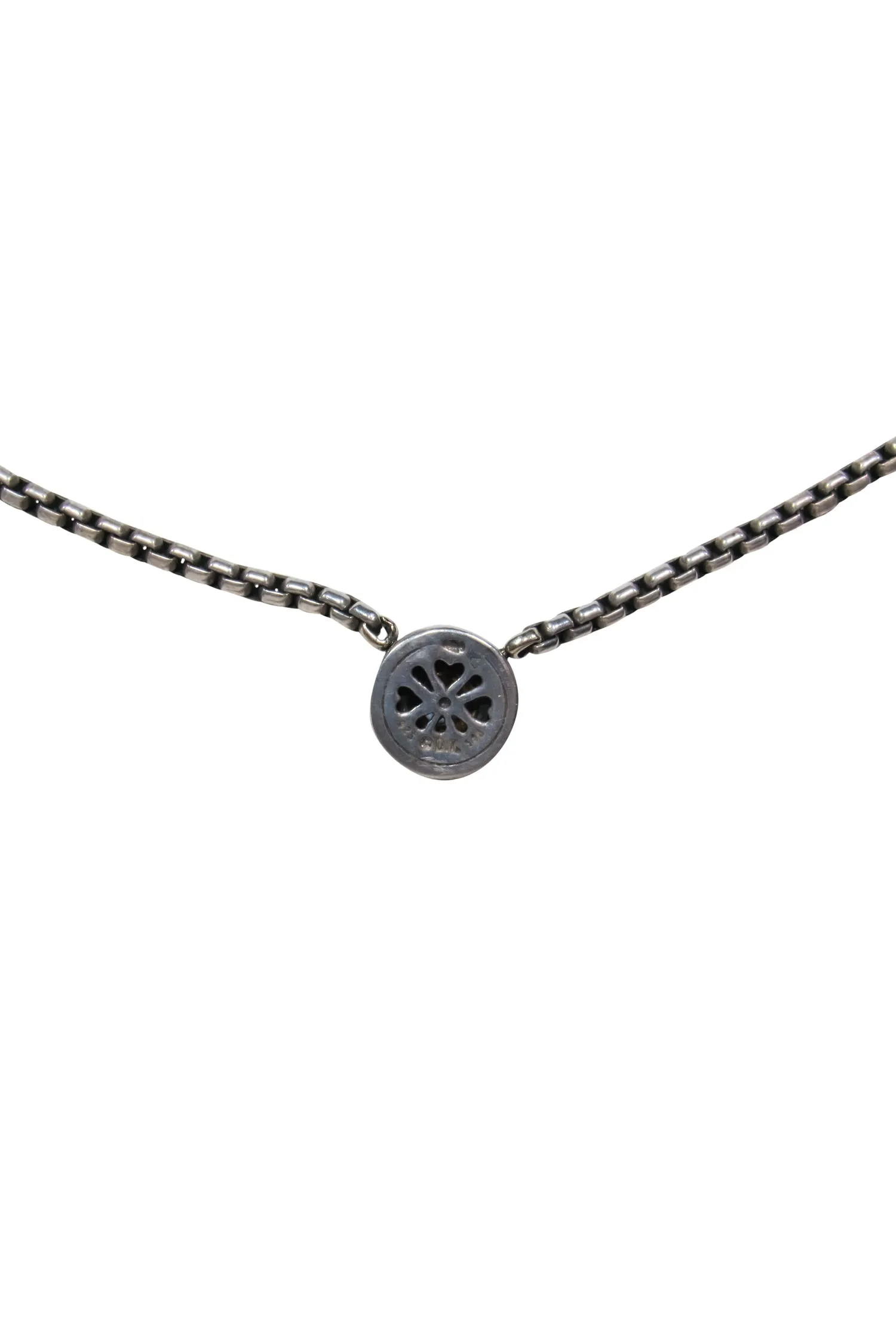David Yurman - Sterling Silver Chain Link Necklace w/ Twisted Blue Gem Pendant