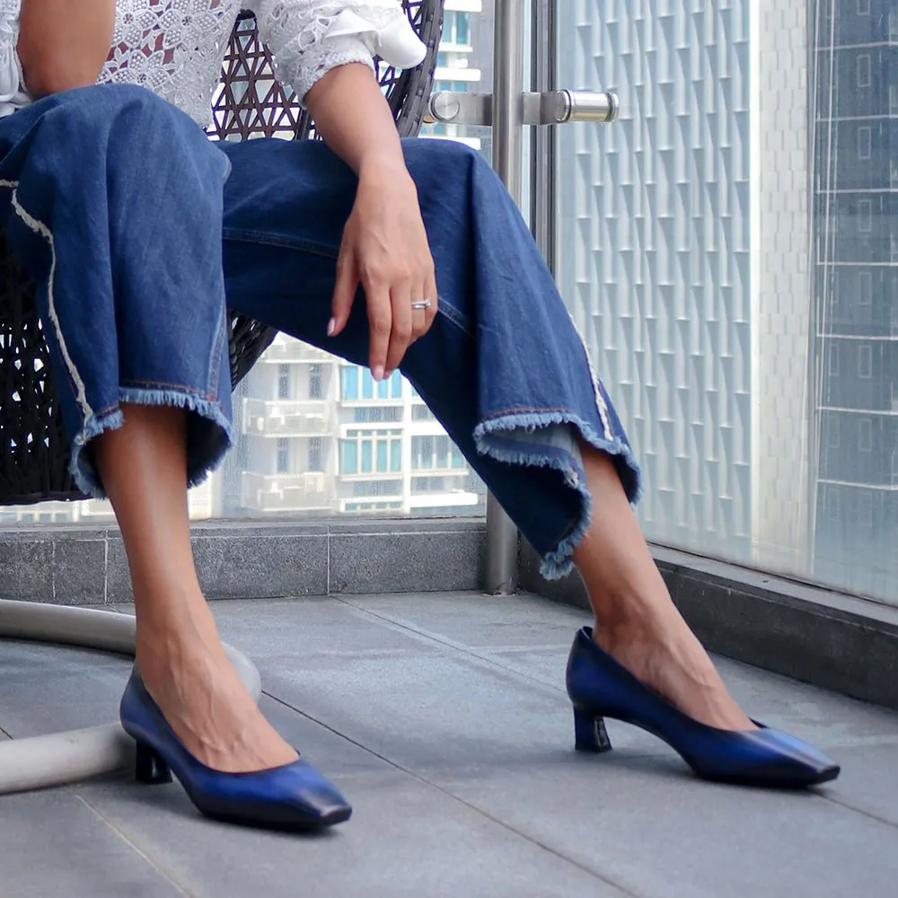 Dorisay Blue Square Toe Pump