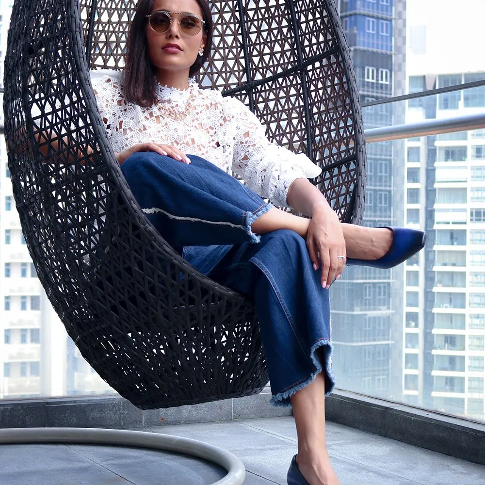 Dorisay Blue Square Toe Pump