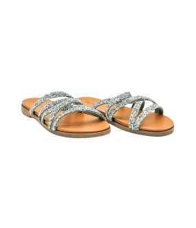 Eliana Rhinestone Sandals in Silver