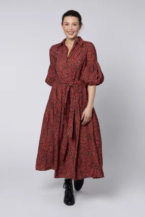 Elise Balloon Sleeve Dress (Red Leopard)