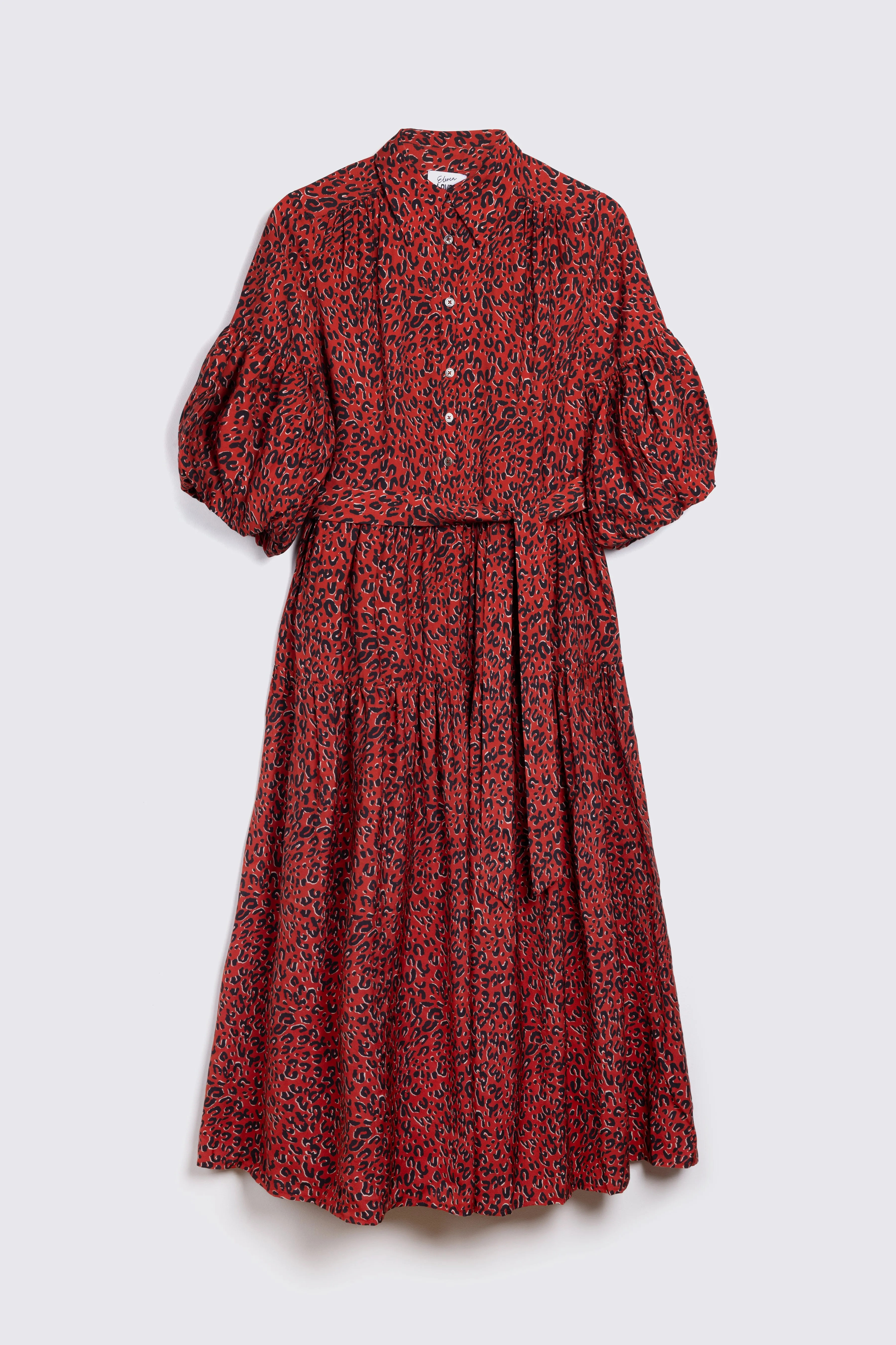 Elise Balloon Sleeve Dress (Red Leopard)