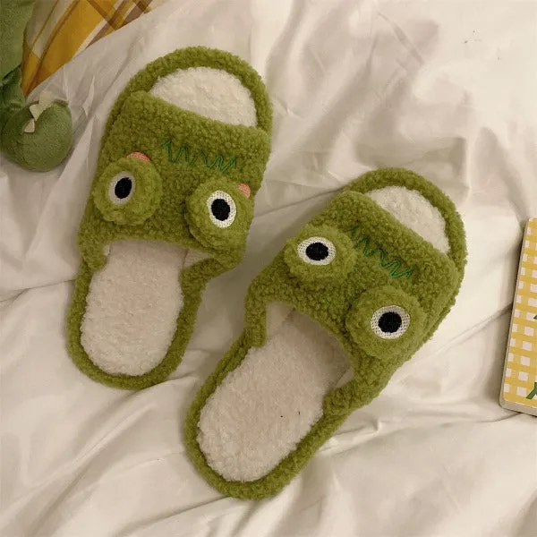 Frog Face Slippers - Step into Cuteness and Comfort