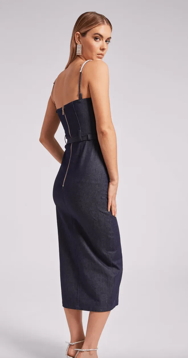 Generation Love Kalani Sheen Denim Dress in Dark Denim Blue