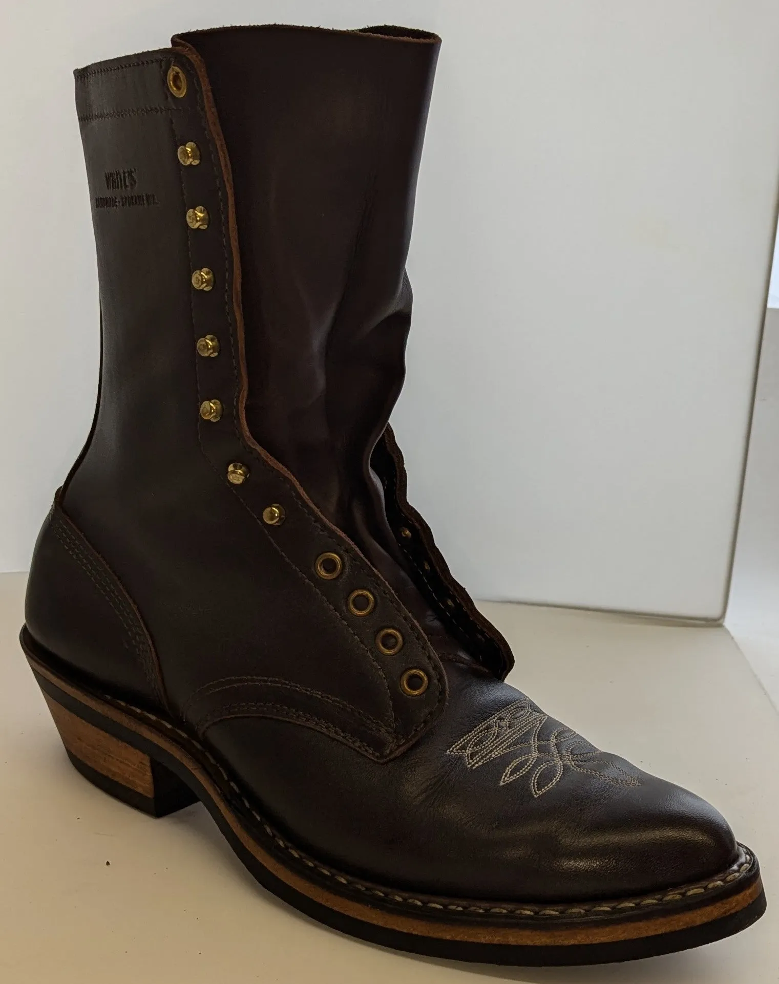 Lightly Worn White's Brown Dress Pointed Toe Packer Size 11C with a D width Ball and a Grind and Ease on the 5th Metatarsal