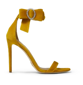 Mustard Velvet Bow Sandals