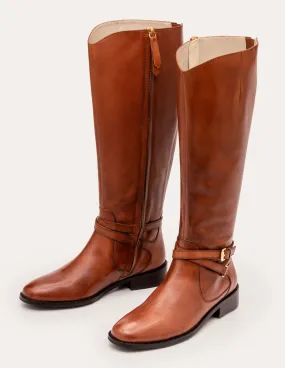 Pembroke Knee High Boots-Dark Tan