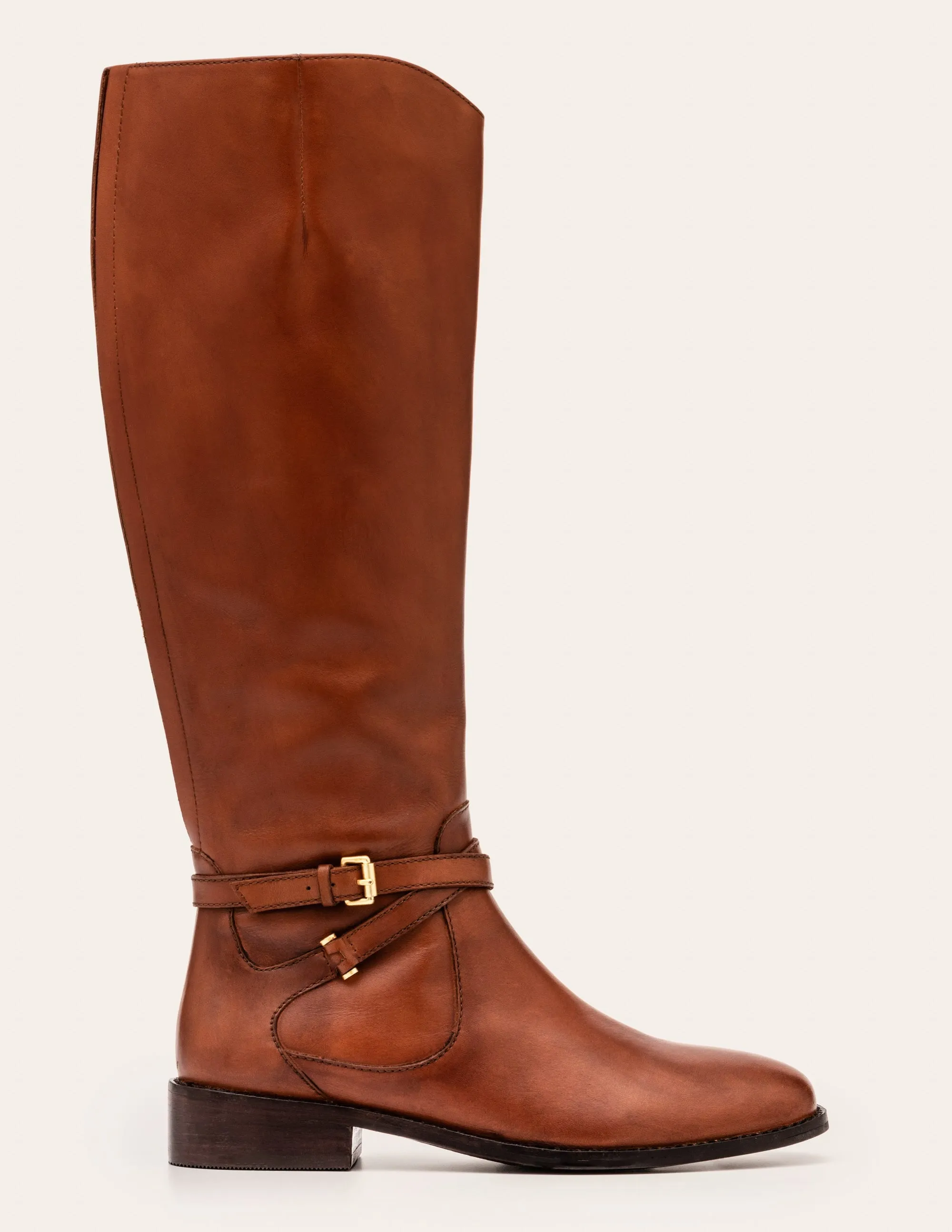 Pembroke Knee High Boots-Dark Tan