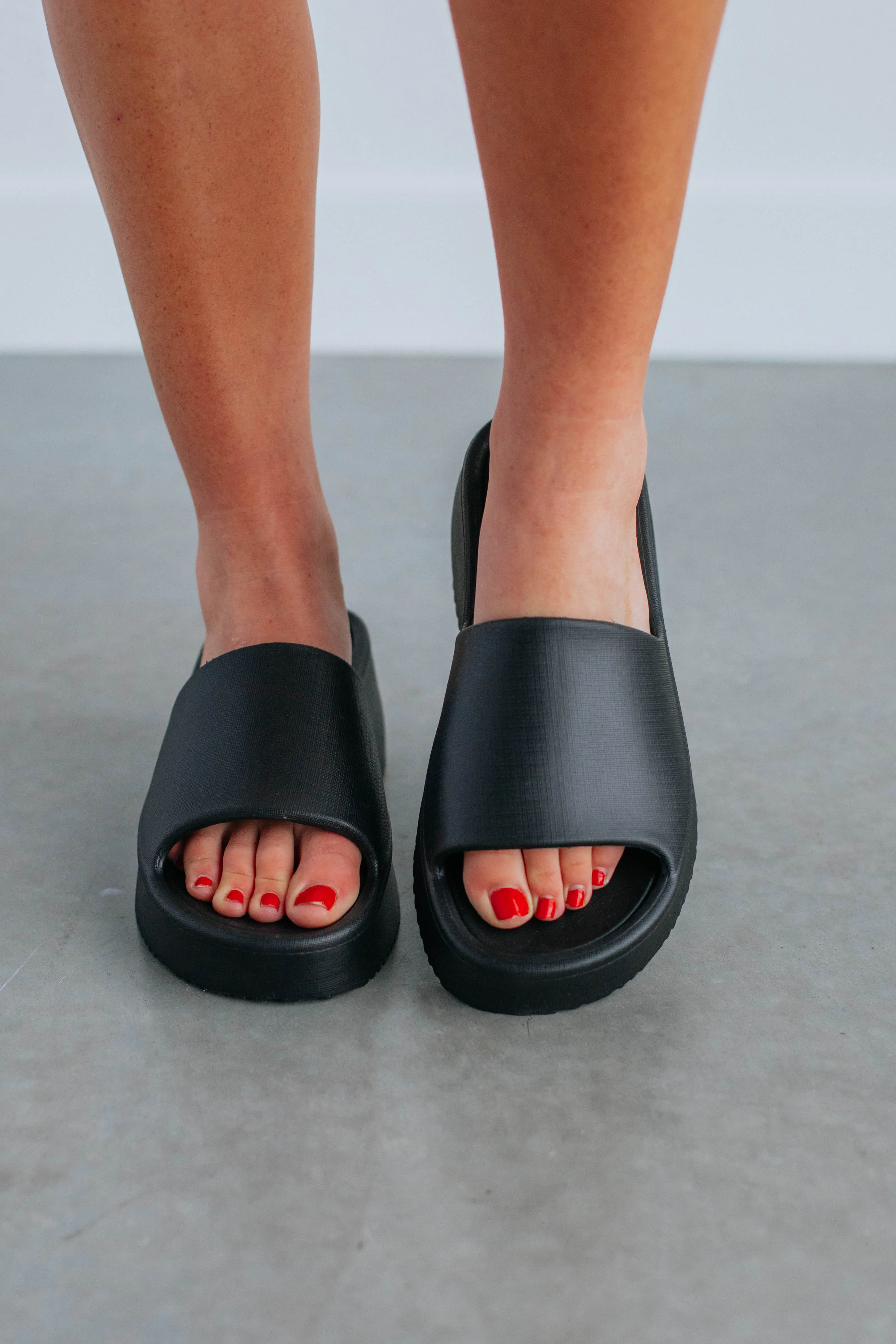 Perfect Pair Platform Slides - Black