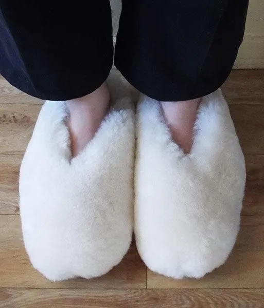 Sheepskin Wool Out Slippers with Suede Soles