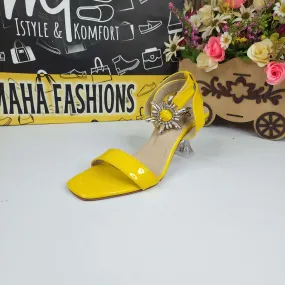 Yellow Sandals in Heels With Buckle